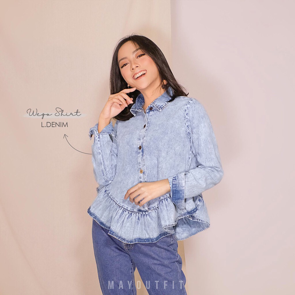 WEGO SHIRT available 2 colors : LIGHT DENIM, DARK DENIM