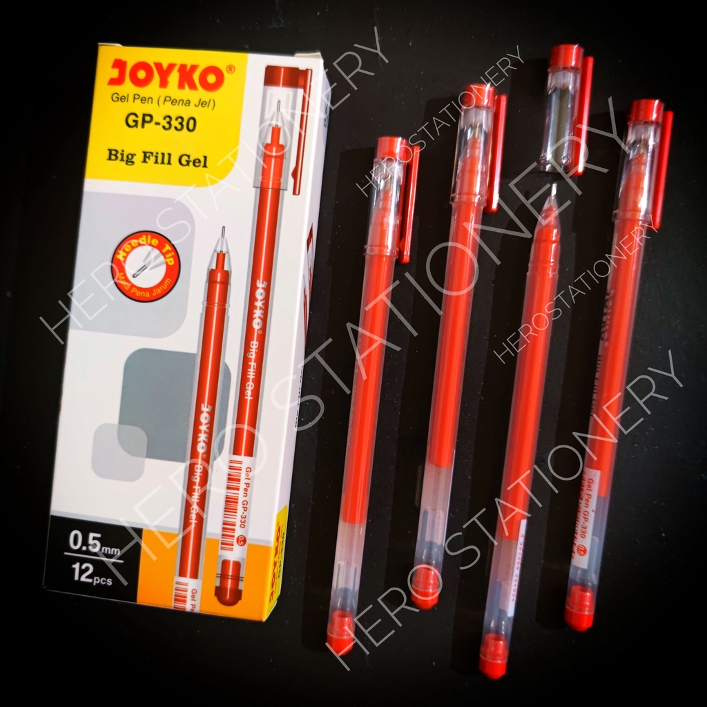

Joyko pen gel big fill isi jumbo needle tip 0.5 mm tinta merah GP-330 . 12 unit