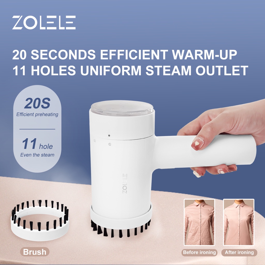 ZOLELE Setrika Uap Portable Genggam Steamer Iron Laundry Elektrik Iron Listrik Mini Rumah Penghapusan Garment Setrika Datar Pakaian Generator Handy Low Watt Selang Setrika Baju Brush Tangga Travel  Penghapusan ZG101