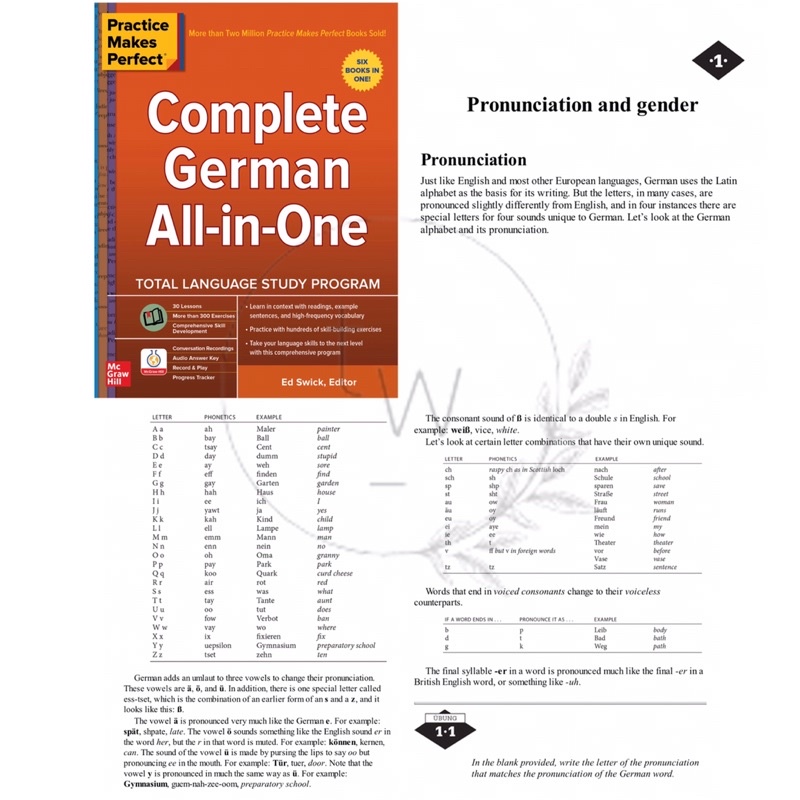 Complete German All in One / Basic German / Verb Tenses / Grammar / Vocabulary / Conversation / Sentence Builder - Practice Makes Perfect | Buku Bahasa Jerman Percakapan-1