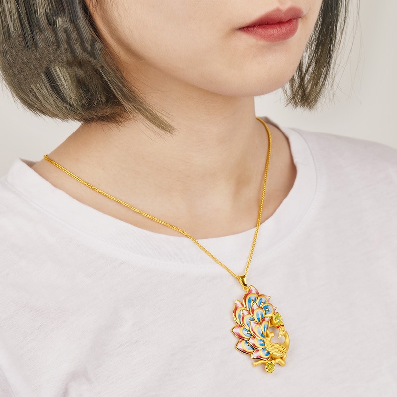 [Ready Stock]Fashion Gold-Plated Peacock Pendant Elegant Necklace