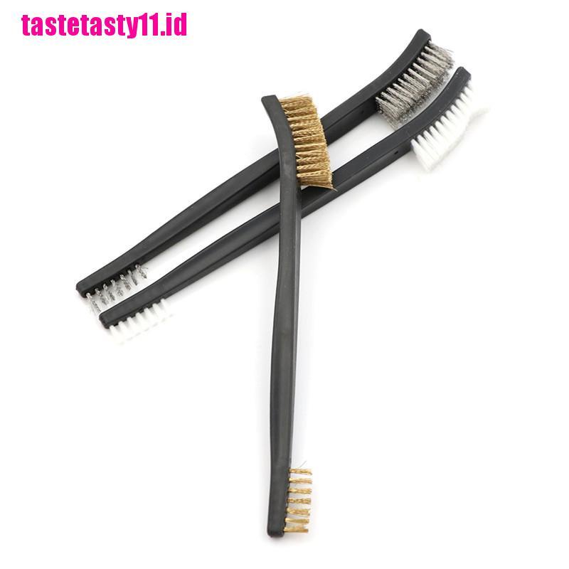 【TTID】3pcs Mini Stainless Steel Brass Nylon Wire Brush Set Cleaning Polish Tool