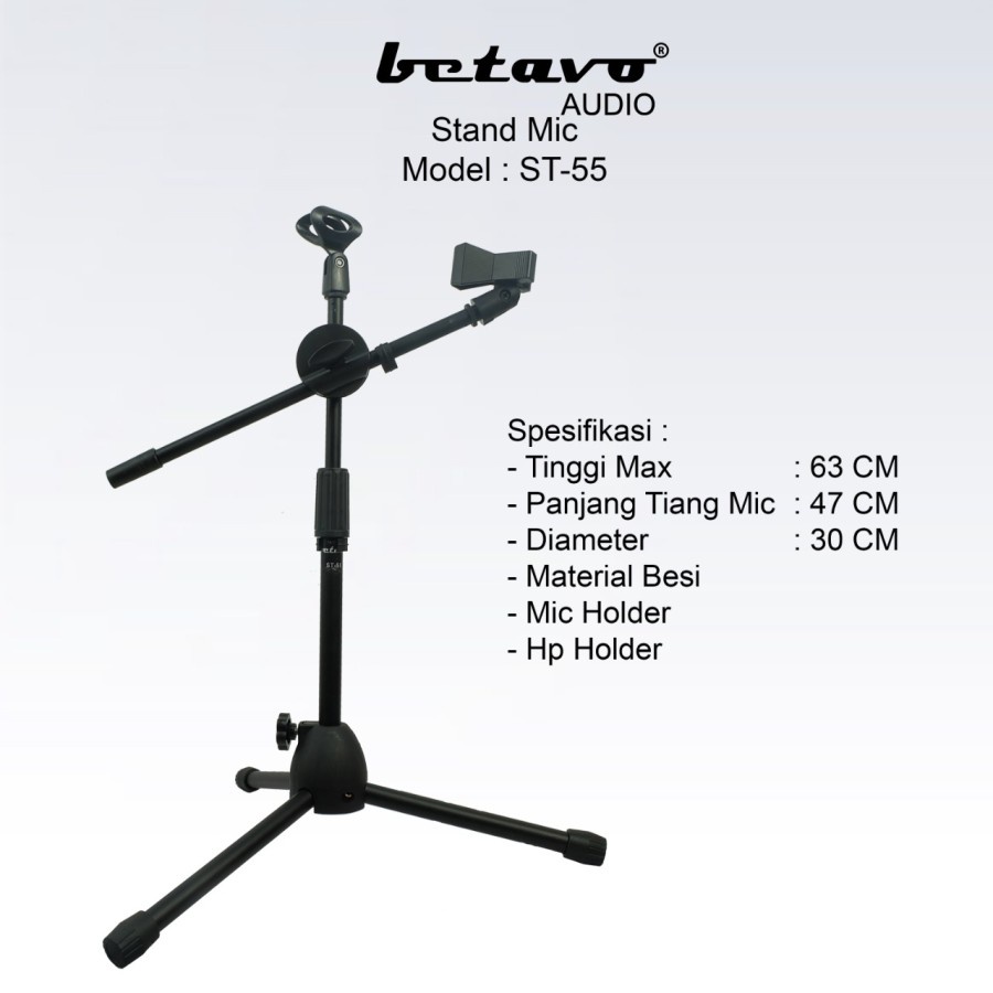 Stand boom Tiang Mic Pendek Betavo ST 55 Meja Podium Pidato Bahan Besi