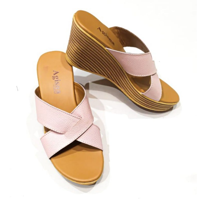 wedges 7cm sandal wanita asli sukaregang garut model anyam X