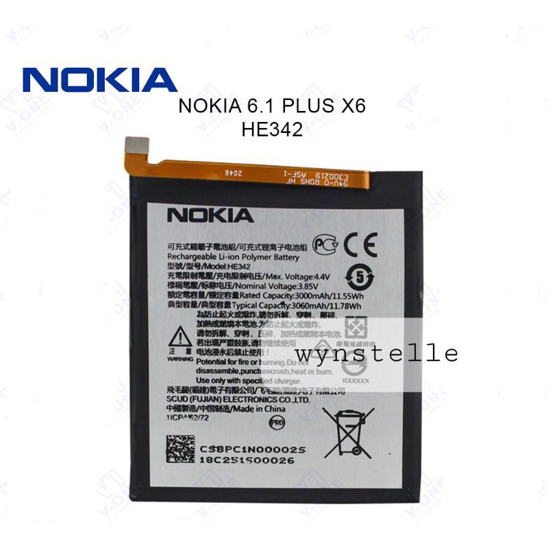 NOKIA HE342 - Baterai Batre NOKIA 6.1 PLUS X6 TA-1103 TA-1099 HE342 ORIGINAL Model HE-342 HE 342