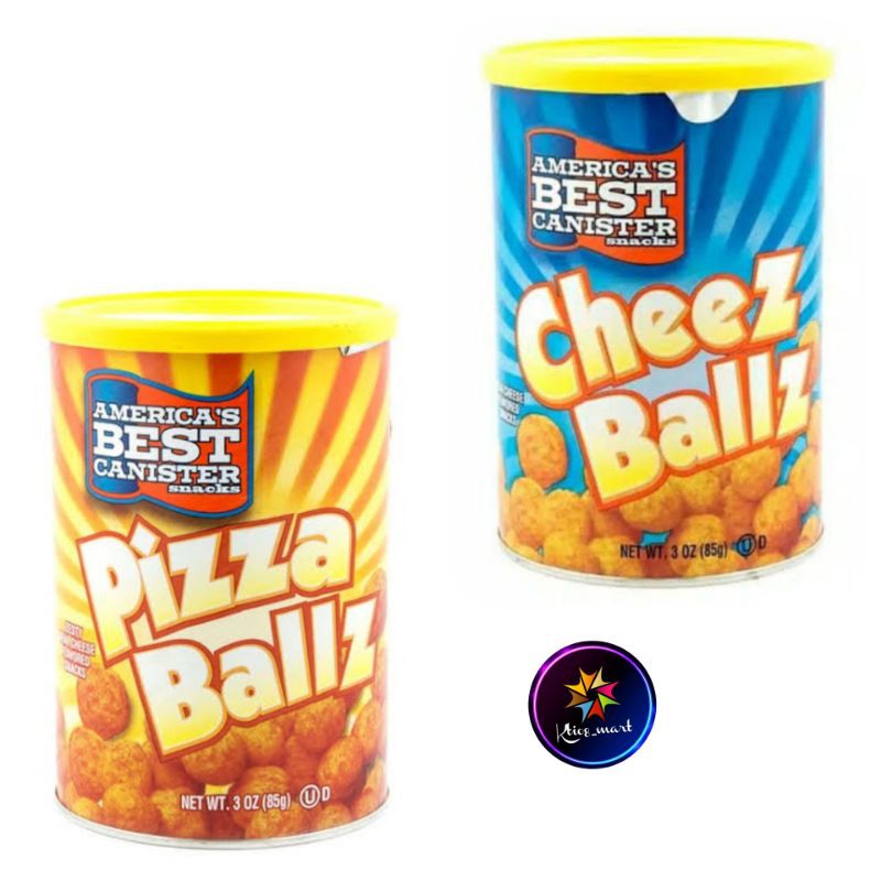 

America's Best Canister Snacks Pizza Ballz/Cheez Ballz 85gr/Import