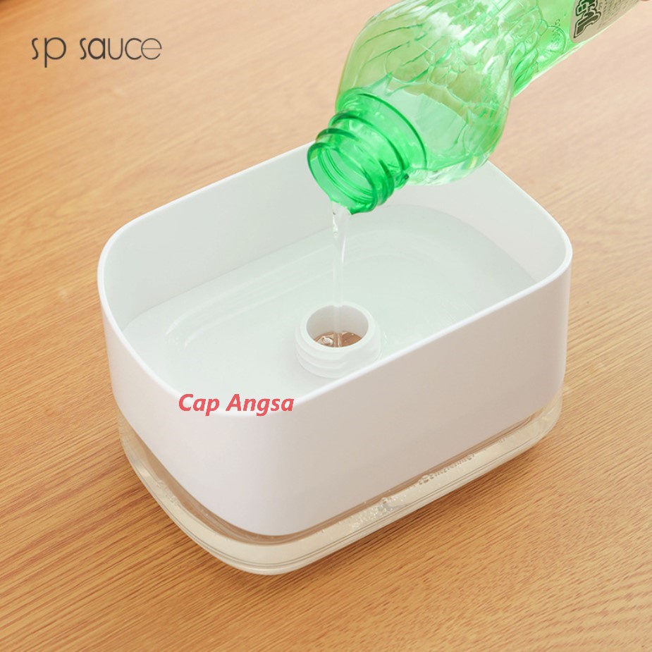 SP SAUCE DISPENSER SPONS BUSA 2in1 CUCI PIRING DISHWASHING LIQUID PUMP POMPA SABUN HOLDER SEPON SPONGE