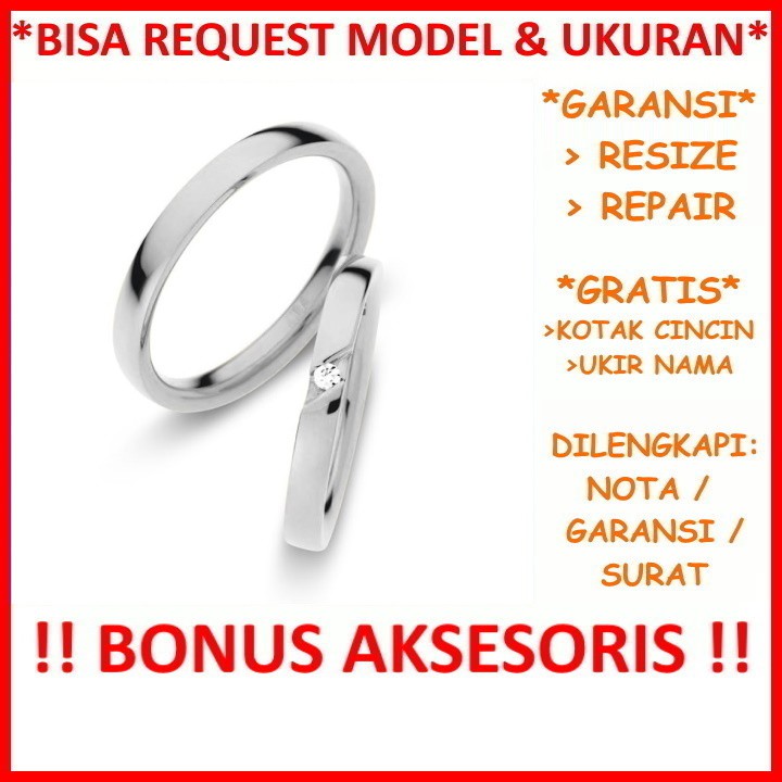 Cincin Couple Perak Tunangan Mas Kawin Gratis Ukir Nama Garansi Silver Asli Bisa Pesan Model Id634