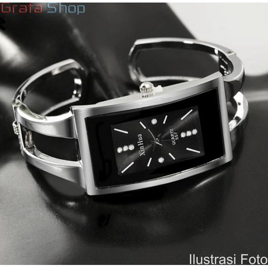 Jam Tangan Fashion Wanita Kotak Stainless model gelang