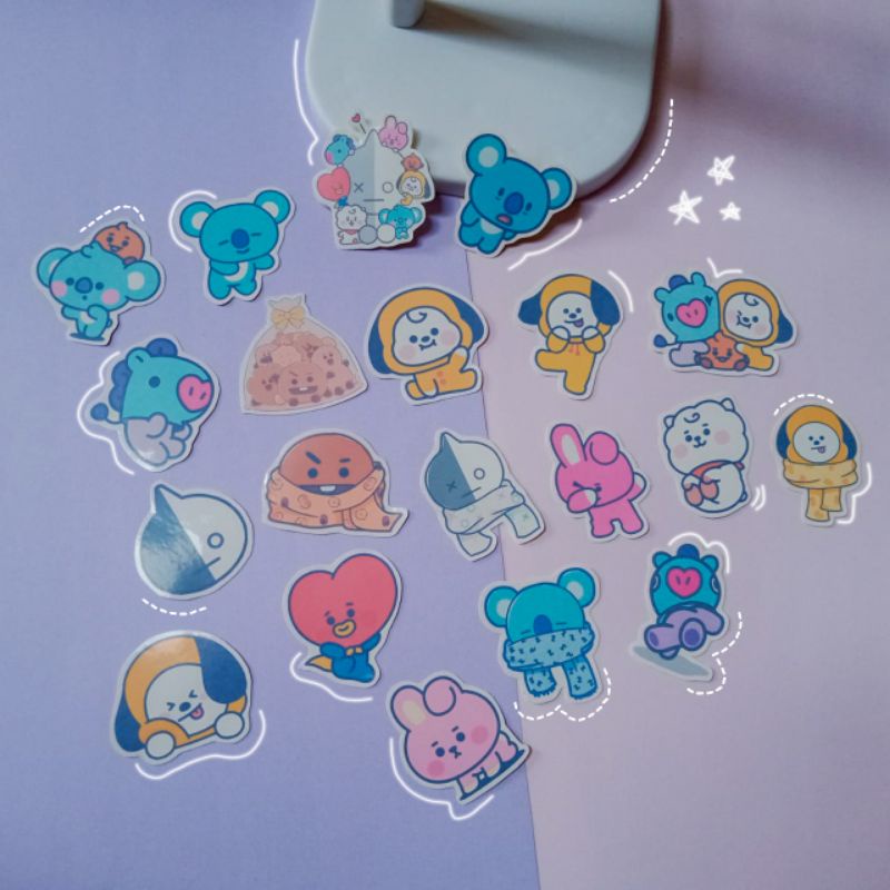 

20Pcs Korean Cute Sticker Pack Set Tumblr Journal BT21 Kiss Cut/Die Cut Waterproof