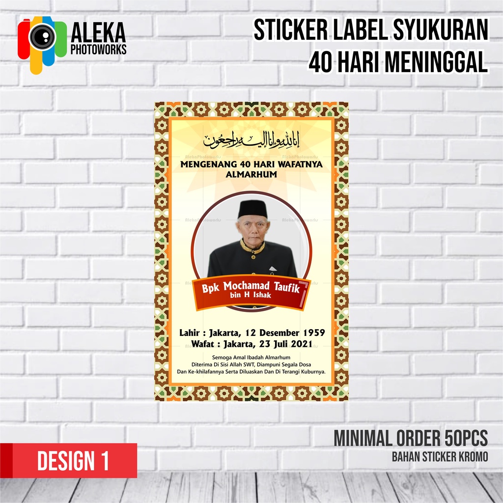 Stiker Label Syukuran 40 Hari Meninggal