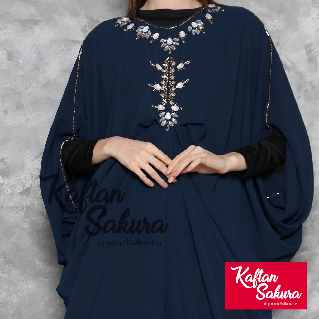 Baju Kaftan Wanita Payet Raisa Bahan Sifon Premium Fashion Muslim mewah terbaru untuk lebaran pesta kondangan 2022 all size FREE MANSET