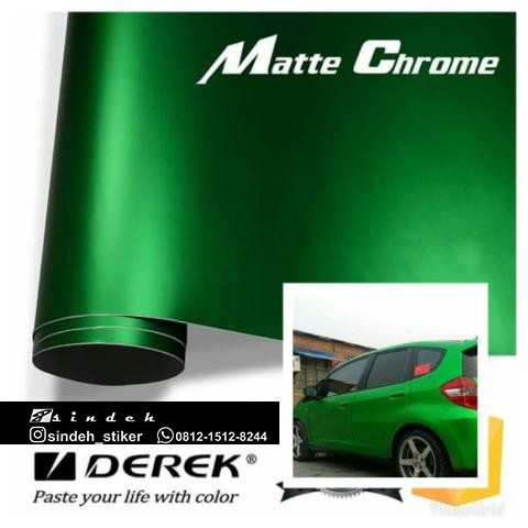 Sticker Chrome Matte Merk Derek Warna Green Hijau Doff Metallic Stiker Mobil Wrap Keren Mewah Elegan