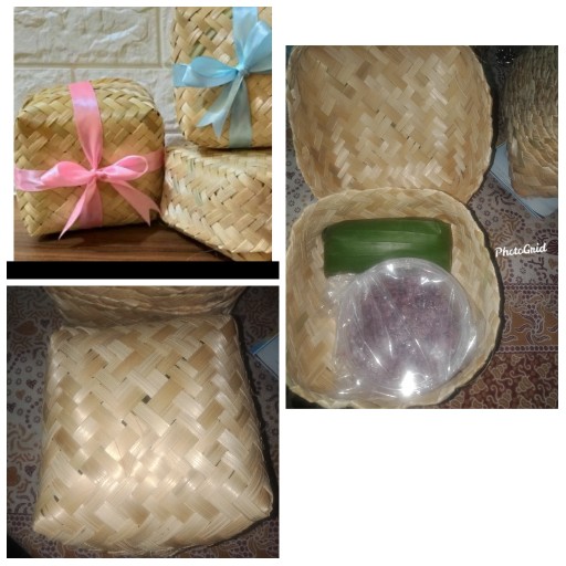Besek Anyaman Bambu Ukuran 13-14cm Wadah Nasi Catering Kue Cemilan