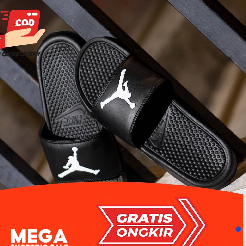 SENDAL ORIGINAL NIKE BENASSI JORDAN BLACK WHITE