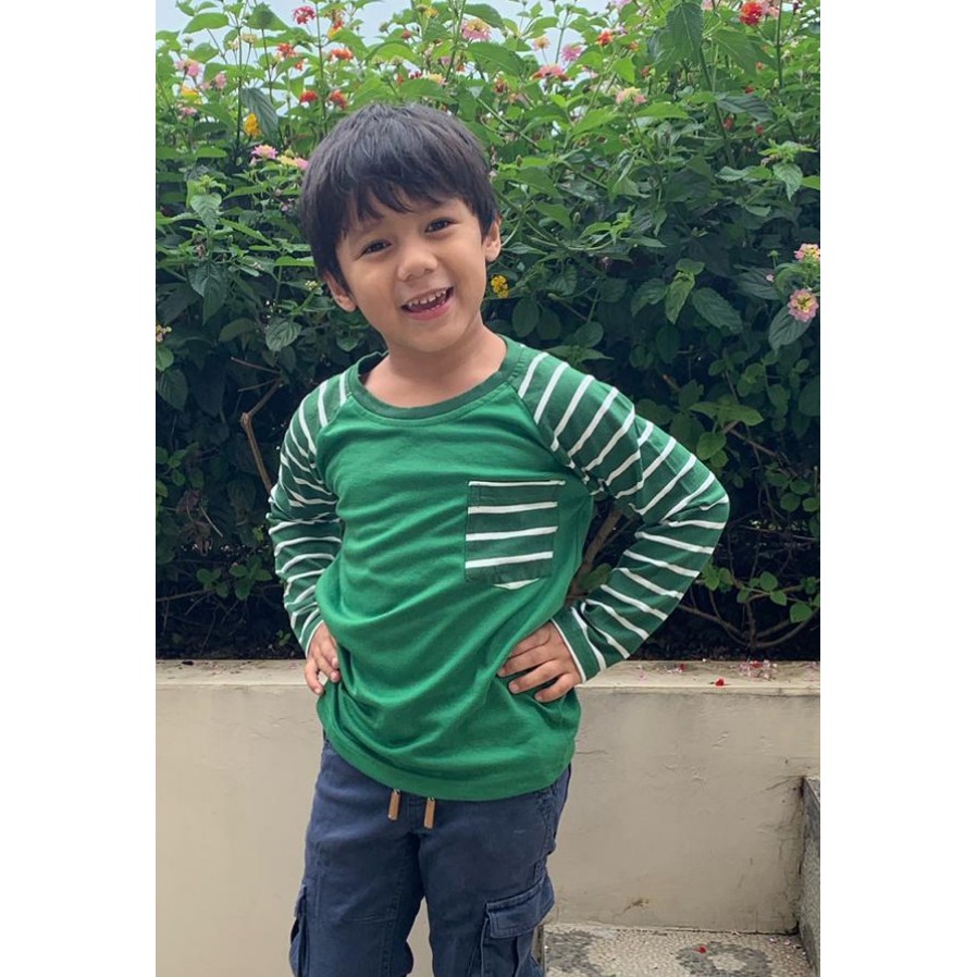 RM 46 LS Kaos Anak Raggakids Hijau Fuji Stripe