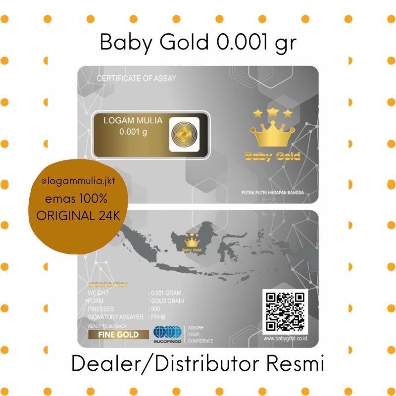 BABY GOLD 0.001Gr MINI GOLD EMAS LOGAM MULIA MINI GRAM BERSETIFIKAT RESMI