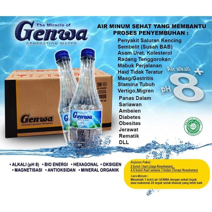 

Air Minum Kesehatan Genwa 500ml / Generation Water 1 btl GHC0404 Murah