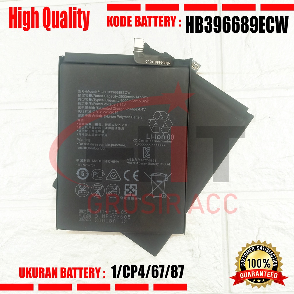 Baterai Battery For Huawei Y7 Prime /  HB396689ECW /  Enjoy 7 , Enjoy 7 Plus , Enjoy 8 Plus , TRT-AL00A , Mate 9 , Mate 9 Pro , Ascend P9 Lite , G9 , Y7 Plus , Y7 PRIME , Y7 Pro 2017 , Y9 2018 , Y9 2019 , 9P , MHA-AL00 , Honor 8C , TRT-L53 , TRT-L21A , LX