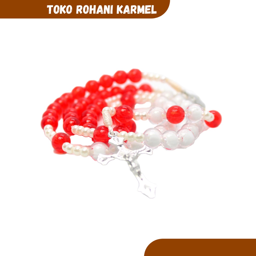 Murah ROSARIO MERAH PUTIH / KALUNG ROSARIO / ROSARIO MURAH / ROSARIO KALUNG / ROSARIO TALI Diskon