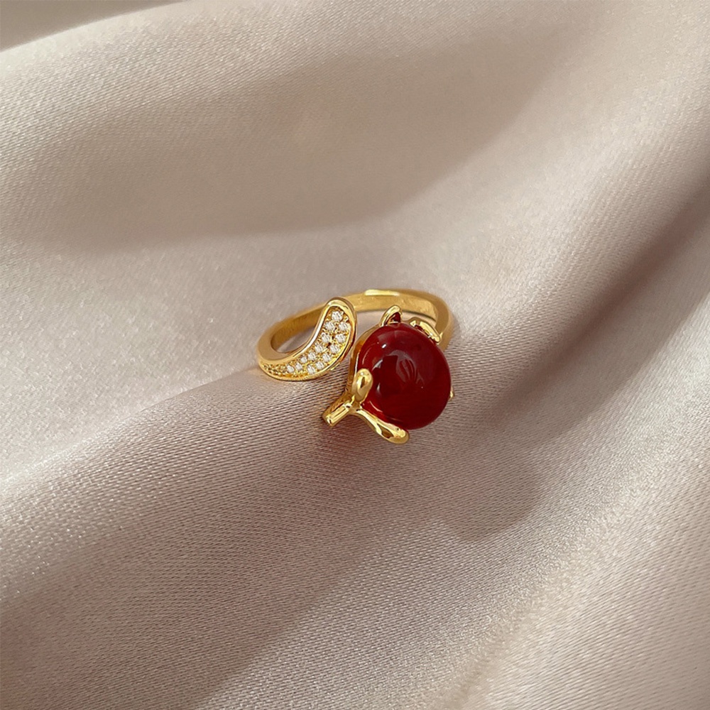 Cincin Model Terbuka Desain Geometri Hias Rubyberlian Gaya Vintagemewah Untuk Wanita