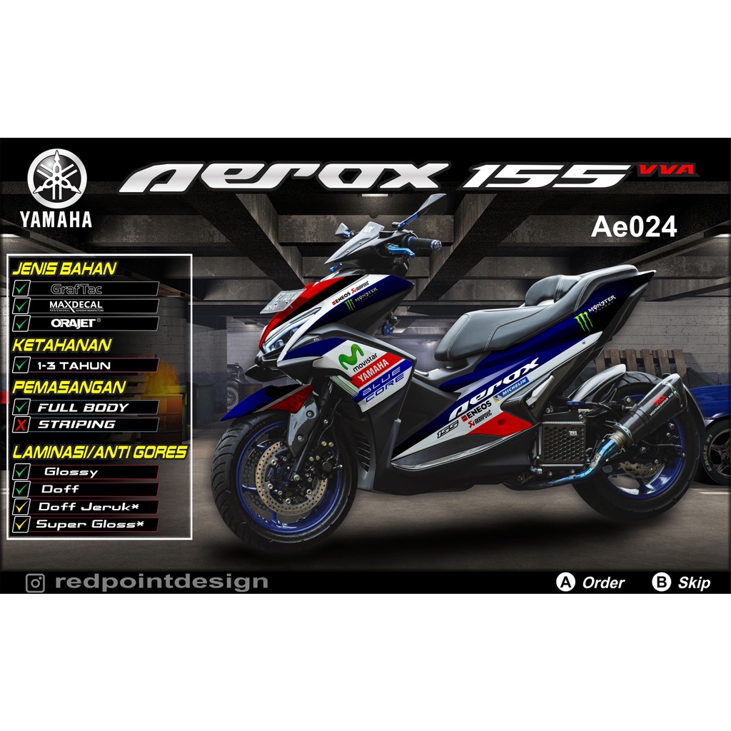 Decal Sticker Yamaha Aerox Movistar