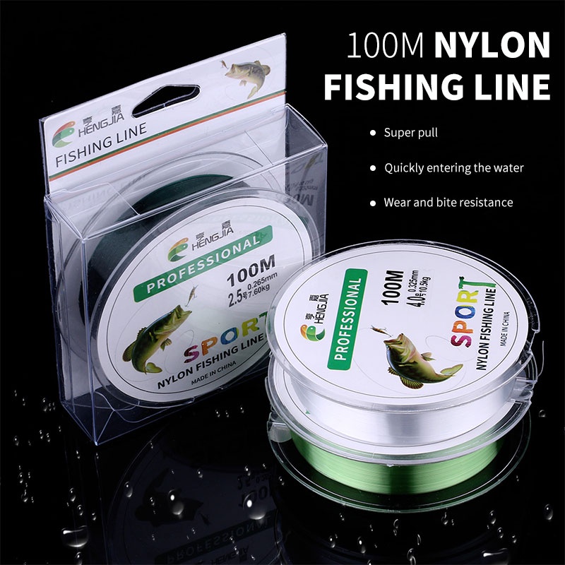 HENGJIA New Nilon 100m Senar Pancing Garis Memancing Nylon Fishing Lure Line Umpan Ikan Tackle