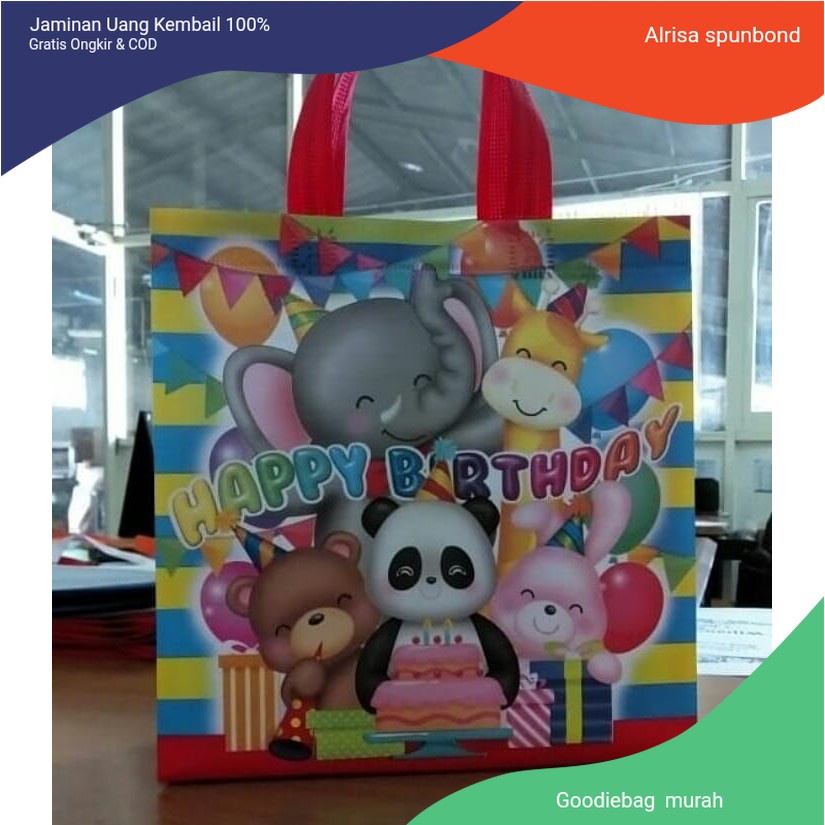 

tas ulang tahun / tas ulang tahun murah / tas ulang tahun surabaya / goodiebag /tas spunbond 25x25x9