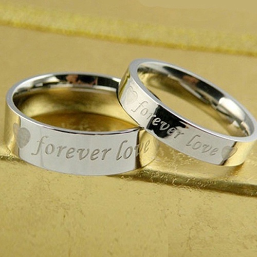 Hu Hu Hu Hu Hu Alat Bantu Pasang Kacamata♡ Cincin Pasangan Motif Print Tulisan Forever Love Untuk Priawanita
