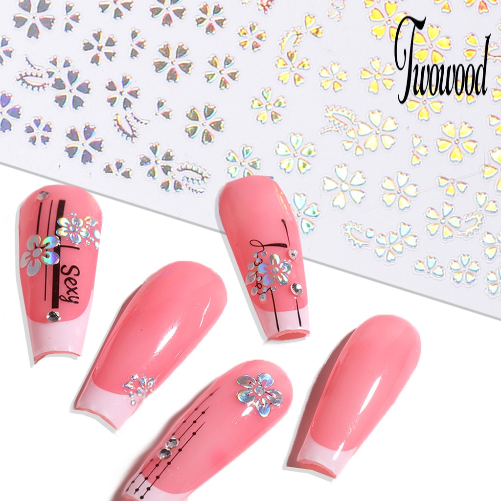 Twowood Stiker Kuku DIY Gambar Bunga Untuk Nail Art