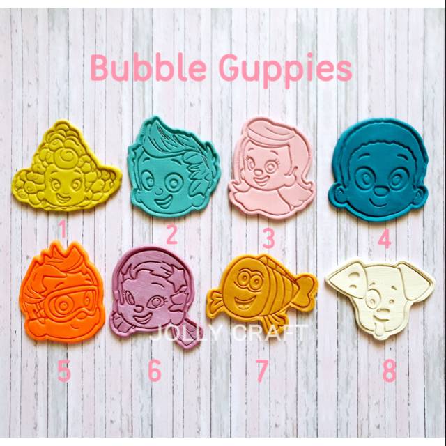 

Cookie cutter BUBBLE GUPPIES 1-6 size (dijual satuan)