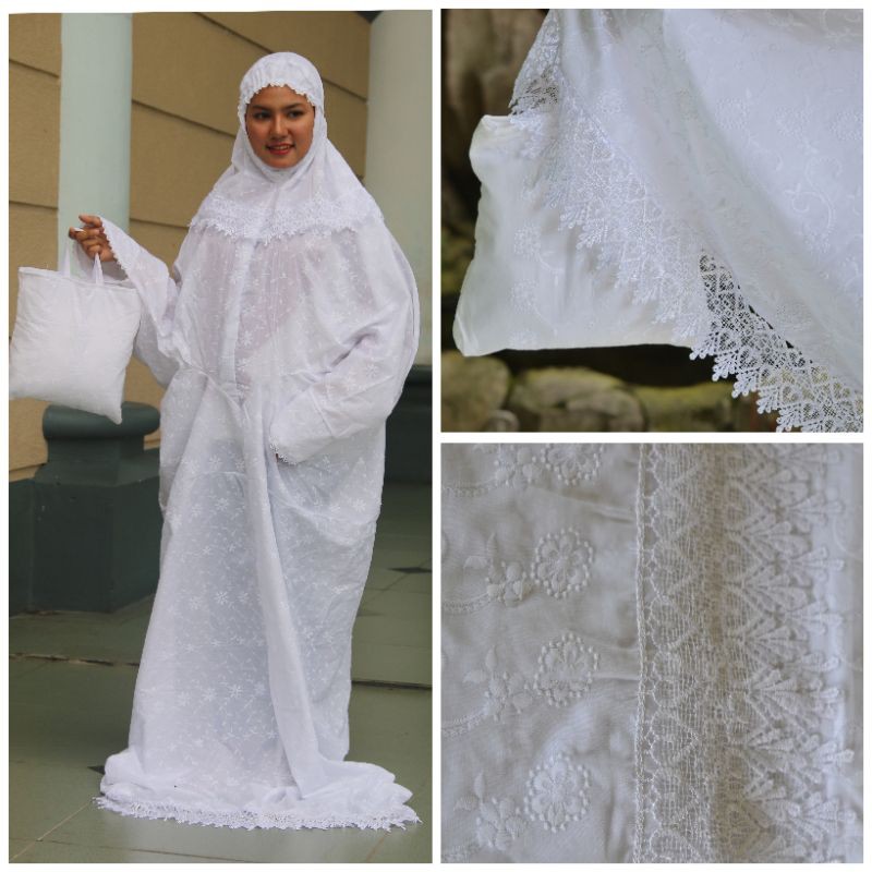 [COD] mukena terusan katun jepang mukena terusan jumbo mukena katun Jepang bordil mukena putih polos