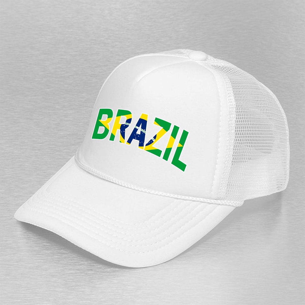 Piala Dunia Qatar 2022 Topi Trucker FC Brazil Topi Sablon DTF Pria Dan Wanita Fans Klub Sepakbola Brazil FC