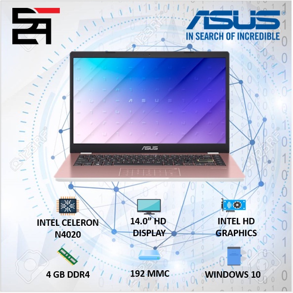 Laptop Asus E410MA INTEL N4020 RAM 4GB 128/192GB 14HD WINDOWS 10-E410MA PINK 192/14in