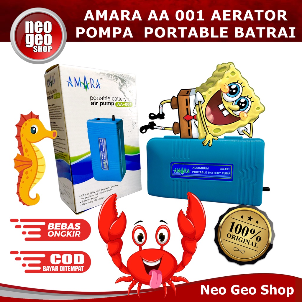 AMARA AA 001 AA001 portable Pompa Udara Aerator Baterai Battery