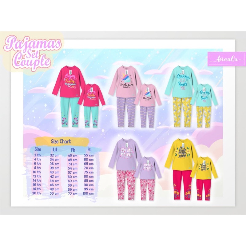 setelan anak pajamas couple aeraaqu
