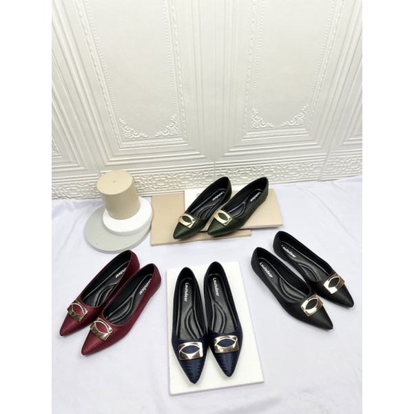 sepatu flat shoes wanita terbaru kekinian pesta LOUISDEAT sepatu flat shoes bahan satin B128