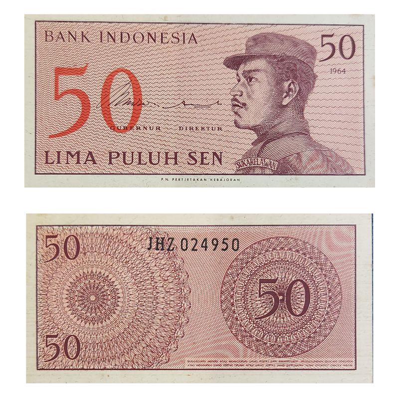 Uang Kuno Indonesia Series Sukarelawan 50 Sen 1964 UNC GRESS MULUS Dijamin original 100%