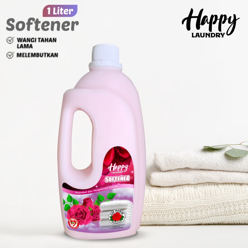 Happy Laundry Softener 1 Liter Perawatan Pakaian Pelicin Pengharum Pelembut Pakaian