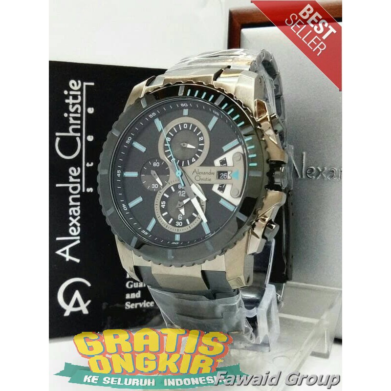 Best Seller Jam tangan Pria JAM TANGAN ALEXANDRE CHRISTIE AC 6455 PRIA BROWN BLACK ORIGINAL