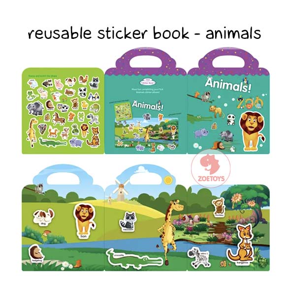 Zoetoys Reusable Sticker Book | Aktivitas Menempel Buku Stiker | Books Activity Mainan Edukasi Waterproof   Mainan Edukasi Anak