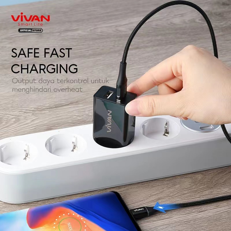 Charger VIVAN Dual USB 2,4A-12W FREE CABLE - DD02