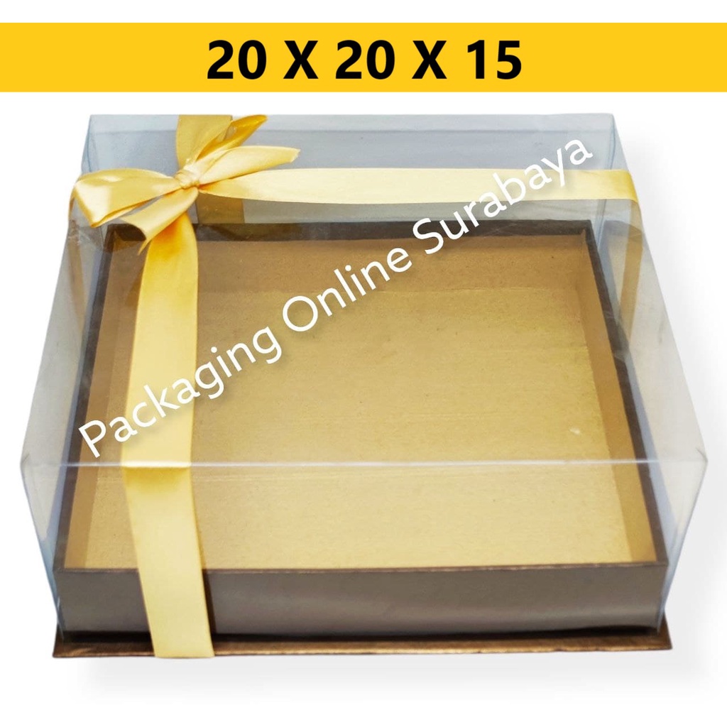 

BOX / HARDBOX MIKA 20 20 15 CM PACKAGING KEMASAN KOTAK PUDING TART AYAM PRODUK HANTARAN KUE KOKOH