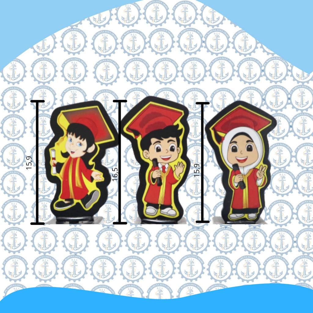 PATUNG BONEKA WISUDA WARNA MERAH UNTUK PIALA ATAU TROPHY