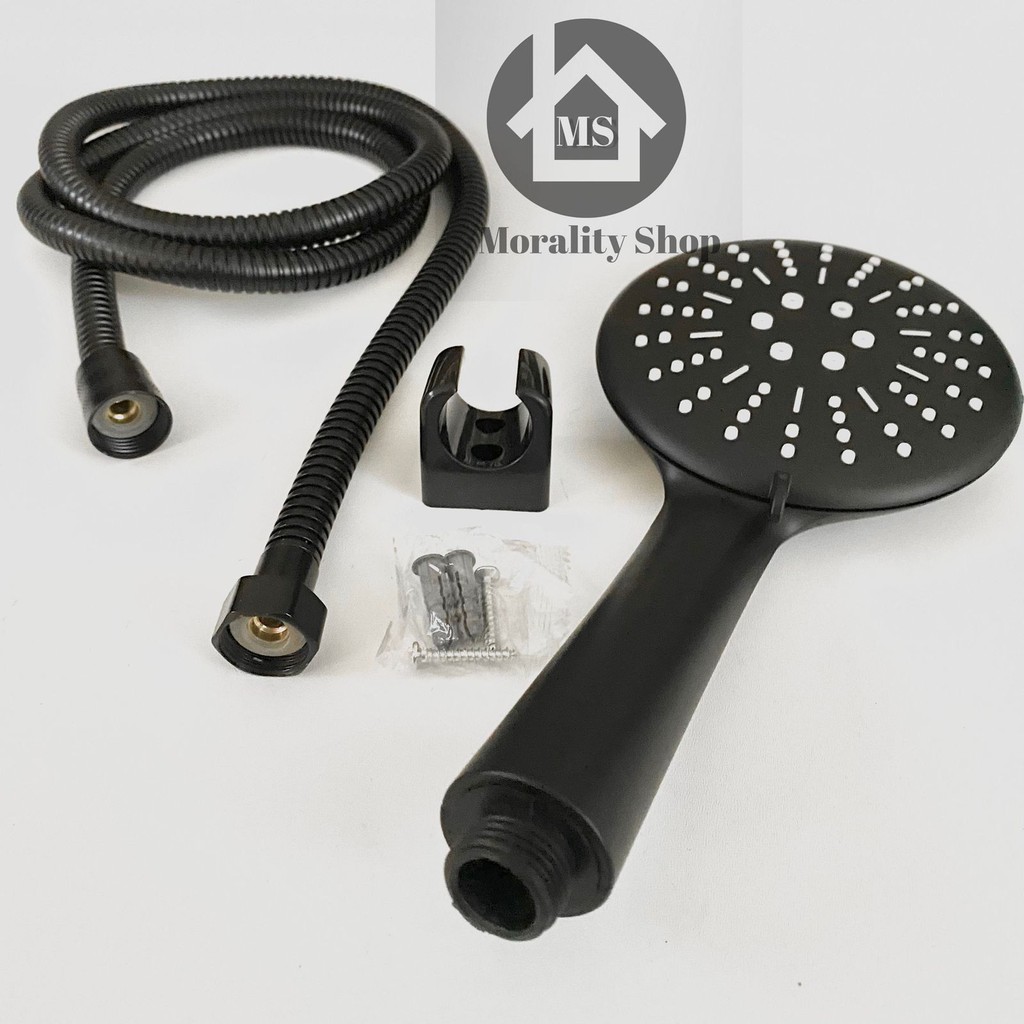 Handshower Gede 12cm Hitam Minimalis wz338 - HandShower Set 3in1 Big Black Minimalis E17A