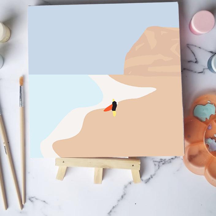 

10.10 SALE Paint by number lukisan pantai beach ver 1 canvas 20x20 cm / painting kit / set melukis