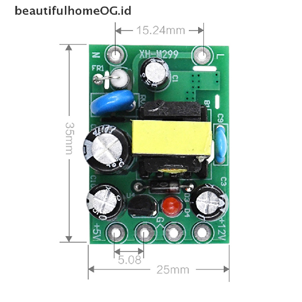 Papan Modul Konverter AC110V 220V Ke DC 12V 0.2A + 5V