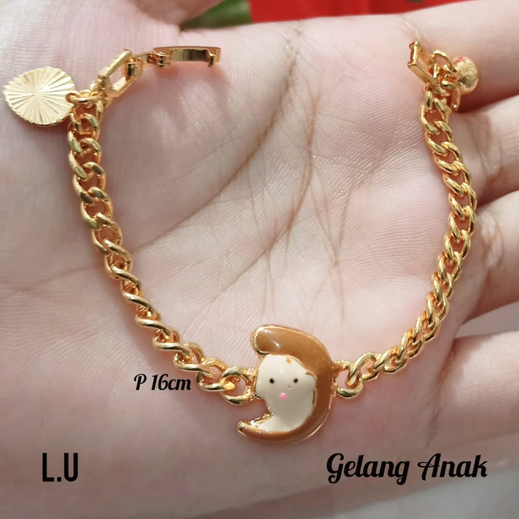 Gelang Anak TITANIUM Rantai Karakter Berbagai motif perhiasan Anak Gold dan Silver limited edition (COD)