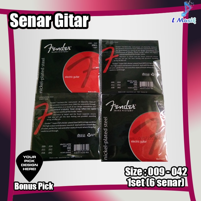 SENAR GITAR FENDER 009-042 BLACK SERIES GUITAR STRINGS(LOKAL PREMIUM) - FENDER ORIGINAL NICKEL WOUND GUITAR STRINGS