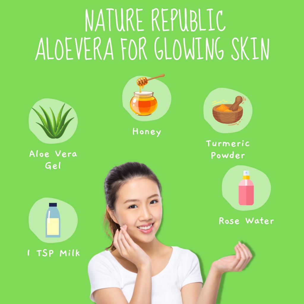 Krim Pelembab Dan Pemutih Wajah Seluruh Tubuh Cepat Glowing Nature Republic Aloe Vera 92% Soothing Gel 300ml Original